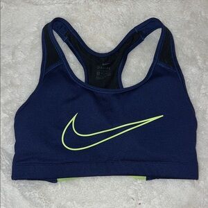 Nike Women's Dark Blue Sports Bra with Neon Accents XS